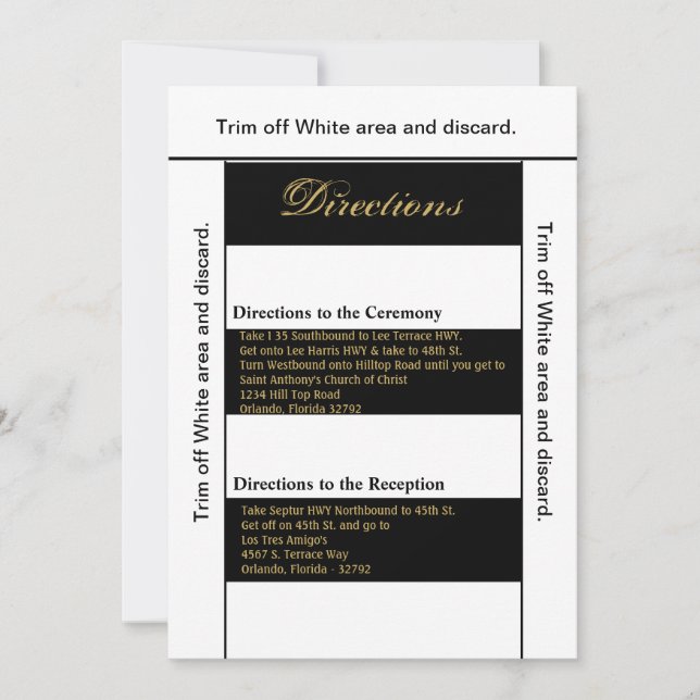 Carte de direction 3.5x6 Grille moderne Noir Blanc (Devant)