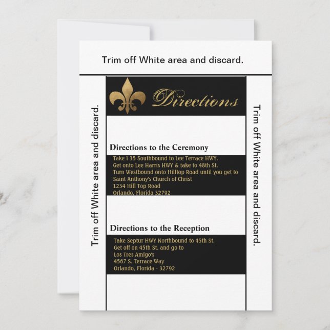 Carte de direction 3.5x6 Grille moderne Noir Blanc (Devant)