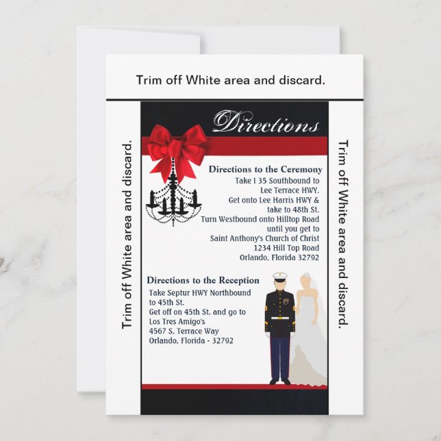 Carte de direction 3.5x6 Marine Uniform Groom Brid (Devant)