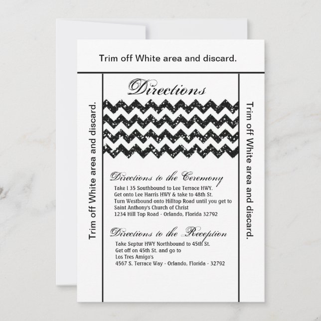 Carte de direction 3.5x6 Parties scintillant noire (Devant)
