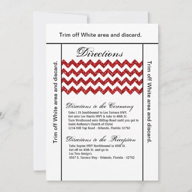Carte de direction 3.5x6 Parties scintillant rouge (Devant)