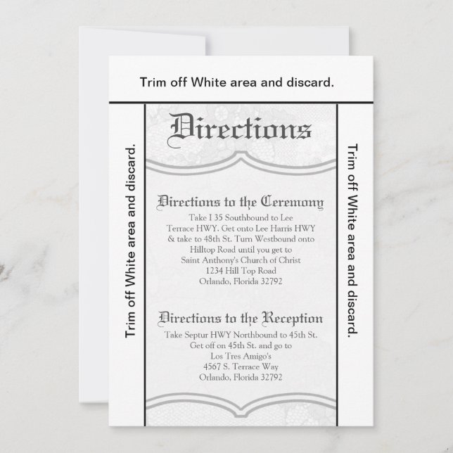Carte de direction 3.5x6 Pays dentelle blanche Imp (Devant)