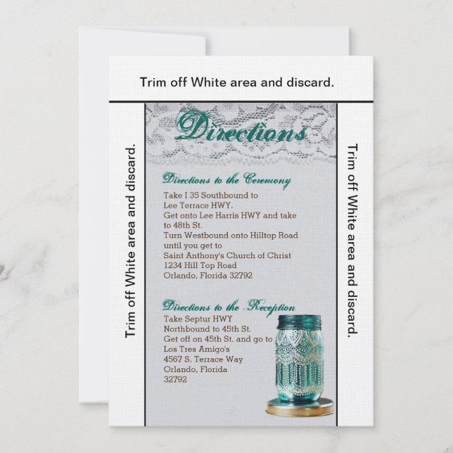 Carte de direction 3.5x6 Rustic Country Mason Jar  (Devant)