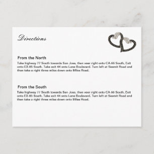 Carte de direction Coeurs Diamants Noir & Blanc
