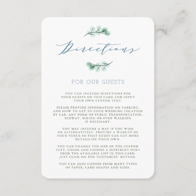Carte de direction de mariage de jardin hydrocoule (Devant)