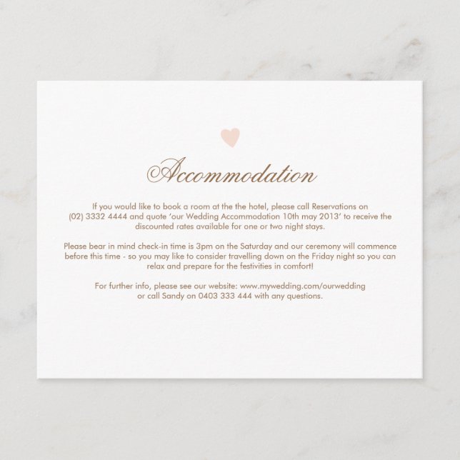 Carte de direction du Mariage Big Heart (Devant)