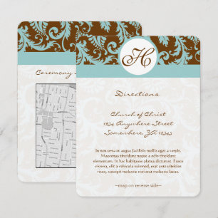 Carte de direction Mariage Monogram Black Damask S