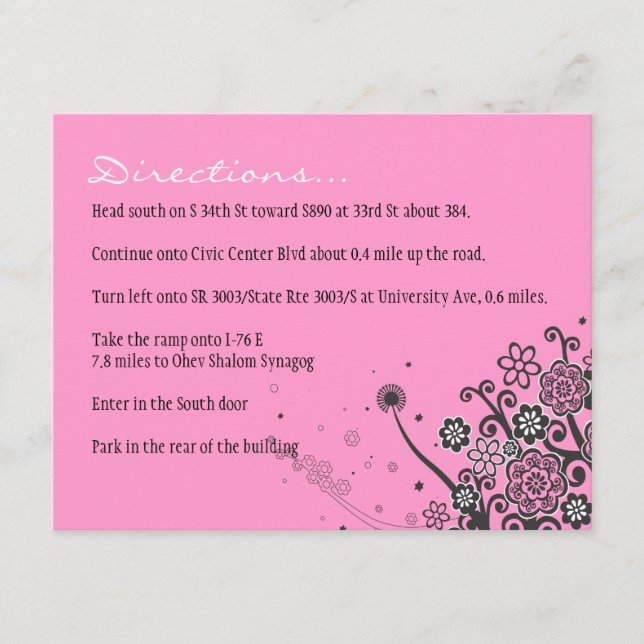Carte de direction pour bébé FLORAL STAR (Devant)