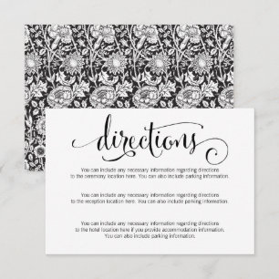 Carte de directions de mariage à texte script mode