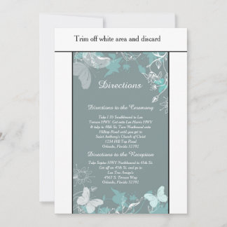 Carte de directions printemps papillon bleu 3,5x6