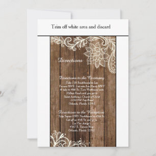 Carte de directions Rustic Wood Lace 3,5x6 pour ma