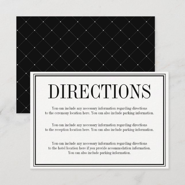 Carte de directions simple et élégante (Devant / Derrière)
