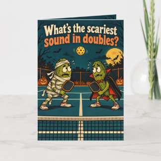Carte de double pickleball drôle pour Halloween
