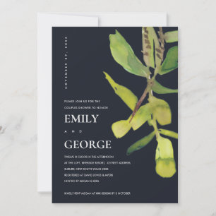 CARTE DE DOUCHE EN COUPLE EN FOLIAGE NOIR MODERNE