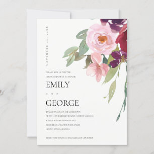 CARTE DE DOUCHE FLORALE ROSE ROSE MARSALA BLANCHE