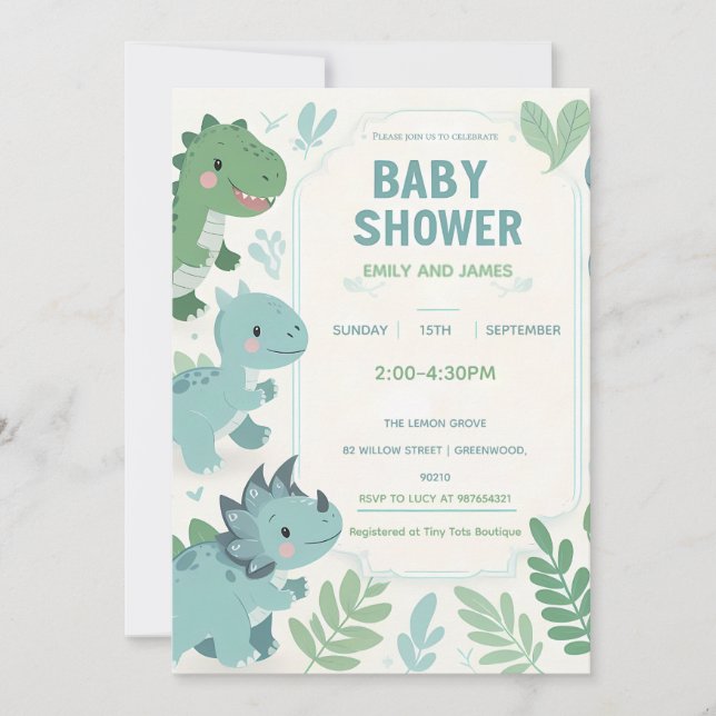 Carte de douche pour bébé garçon dinosaure modifia (Devant)