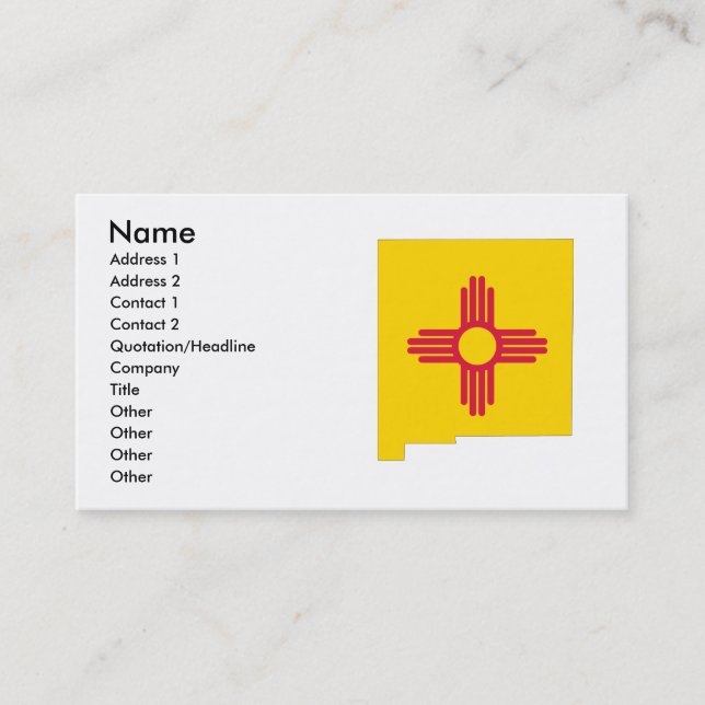 Carte de drapeau du Nouveau Mexique (Devant)