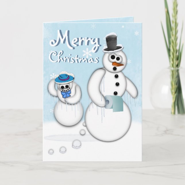 Carte de dunette de bonhomme de neige de Noël (Devant)