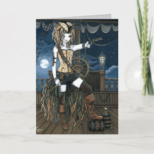 Carte de Fae de lune de bateau de pirate de ciel