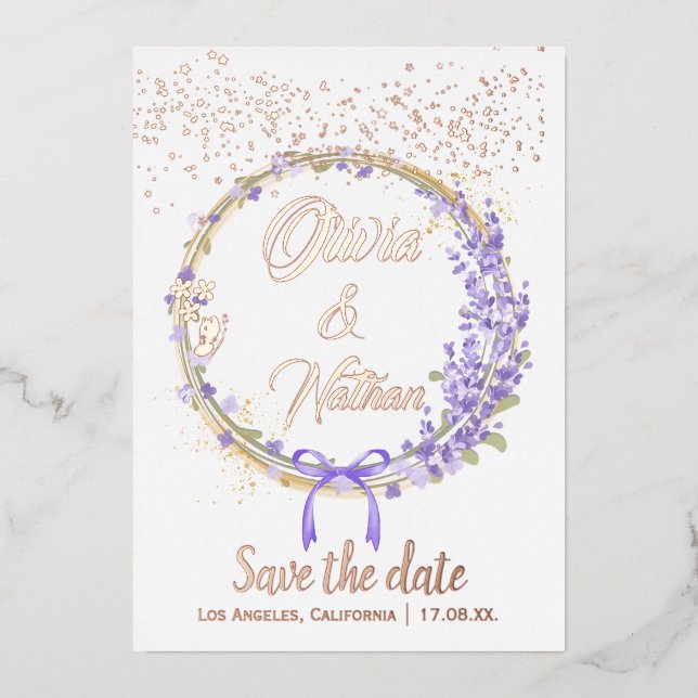 Carte de faire-part de date de mariage calligraphi (Recto)