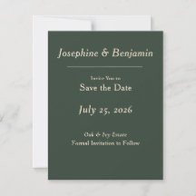 Carte de Faire-Part de Date de Mariage Minimal Élé
