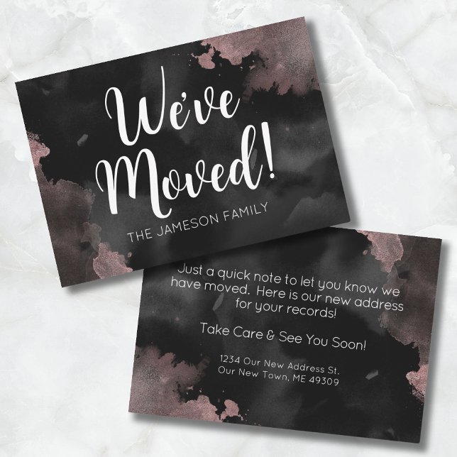 Carte de Faire-part de déplacement de changement d (Black Change Of Address Card)