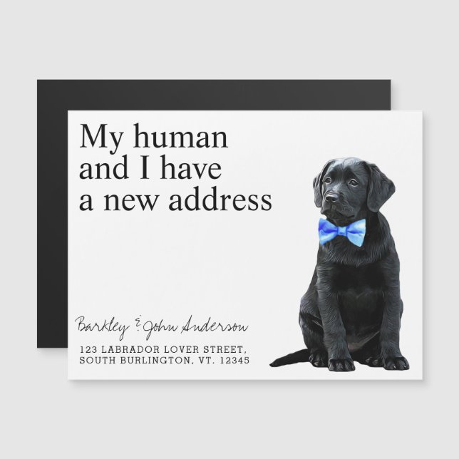 Carte de Faire-part de déplacement de chien Black  (Devant / Derrière)