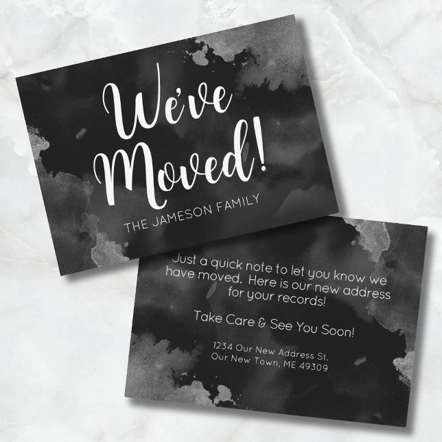 Carte de Faire-part de déplacement de nouvelle adr (Black White Change Of Address Card )