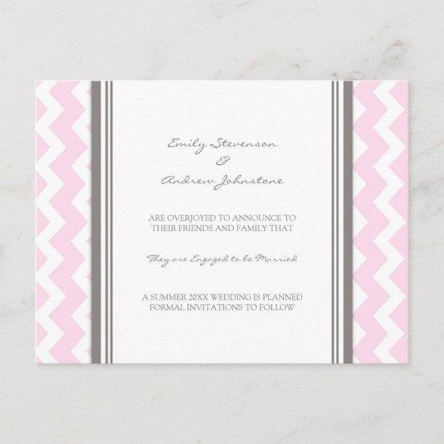 Carte de faire-part de fiançailles Rose Gris (Devant)