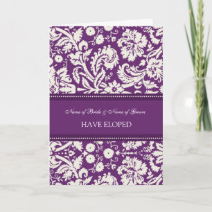 Carte de faire-part de fugue de damassé de prune