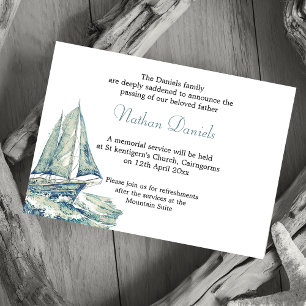 Carte de faire-part de funérailles Yacht Bleu