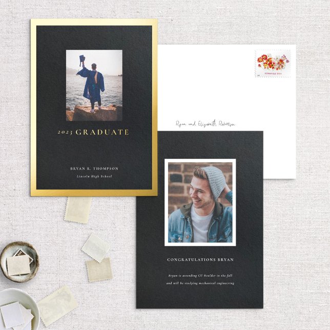 Carte de Faire-part de graduation Black Bold Gold  (Créateur téléchargé)