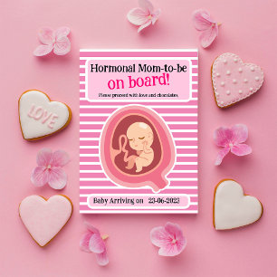 Carte de Faire-part de grossesse amusante rose