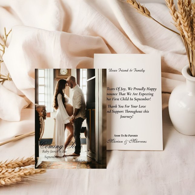 Carte de faire-part de grossesse photo minimaliste (Créateur téléchargé)