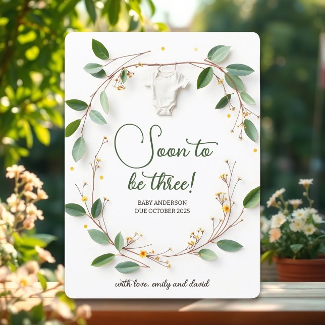 Carte de Faire-part de grossesse pour révélation d (Botanical Baby Reveal Pregnancy Announcement Card)