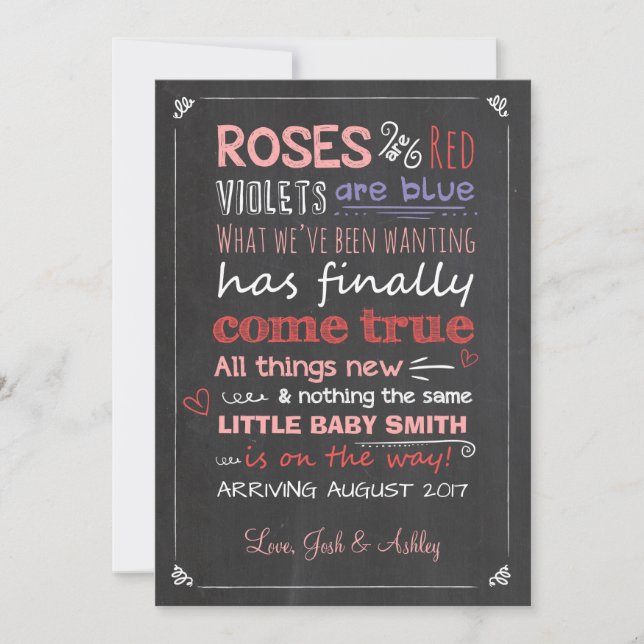 Carte de Faire-part de grossesse Valentine attendu (Devant)