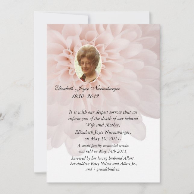 Carte de Faire-part de la photo rose florale (Devant)