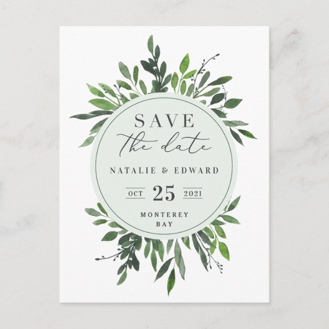 carte de faire-part de mariage à motif floral aqua (Devant)