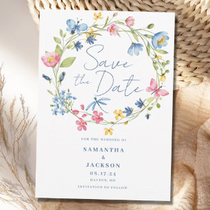 Carte de Faire-Part de Mariage à Plat Floral Aquar