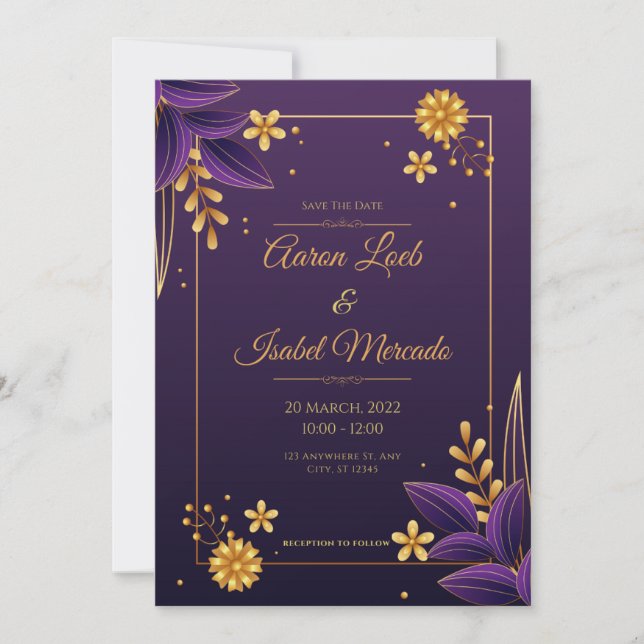 Carte de Faire-part de mariage angulée (Devant)
