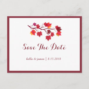 Carte de faire-part de mariage aux feuilles d'auto