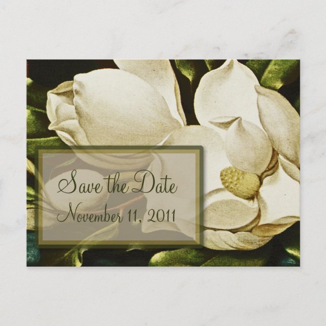 Carte de faire-part de mariage aux magnolias (Devant)