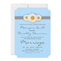 Carte de Faire-part de mariage bleue au ruban marr