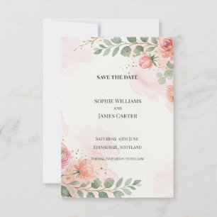 Carte de Faire-Part de Mariage Blush Rose Greenery