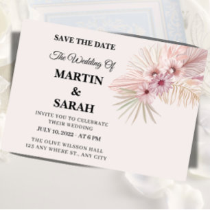 Carte de faire-part de mariage bohème botanique ne