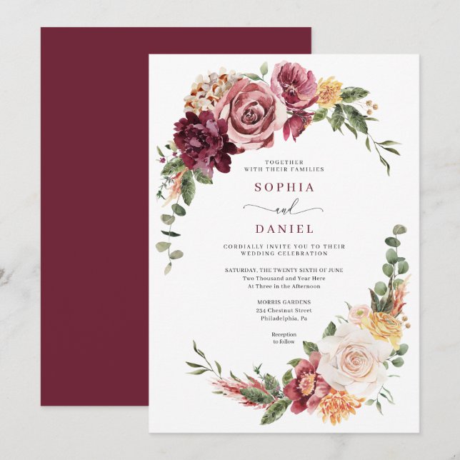 Carte de Faire-part de mariage Boho Pays (Devant / Derrière)