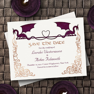 Carte de Faire-Part de Mariage Burgundy Dragon Fan