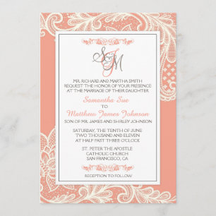 Carte de Faire-part de mariage Coral et Blanche