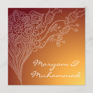 Carte de faire-part de mariage de bismillah rouge 