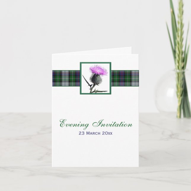 Carte de faire-part de mariage de soirée de tartan (Devant)